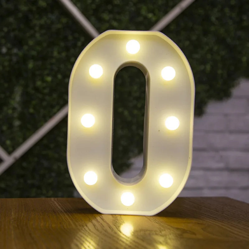 Alphabet Letter LED Lights Luminous Number Lamp Battery Warm Night Light for home Wedding Birthday Christmas party Decoration