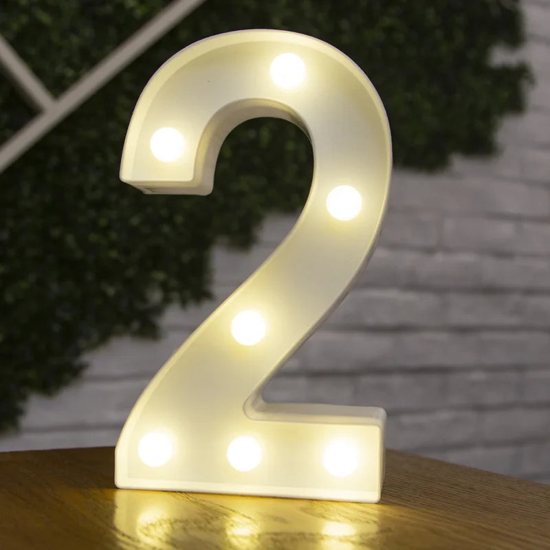 Alphabet Letter LED Lights Luminous Number Lamp Battery Warm Night Light for home Wedding Birthday Christmas party Decoration