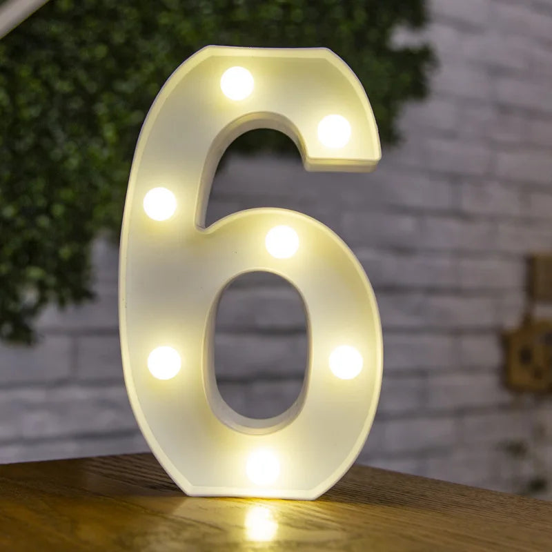 Alphabet Letter LED Lights Luminous Number Lamp Battery Warm Night Light for home Wedding Birthday Christmas party Decoration