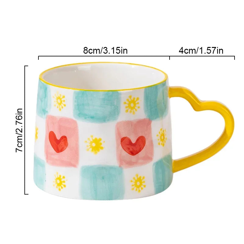 300ml Cute Ceramic Mug Creative Hand Made Coffee Cup Couples Cup Breakfast Milk Tea Mug Mother's Day Gift Wedding Gift