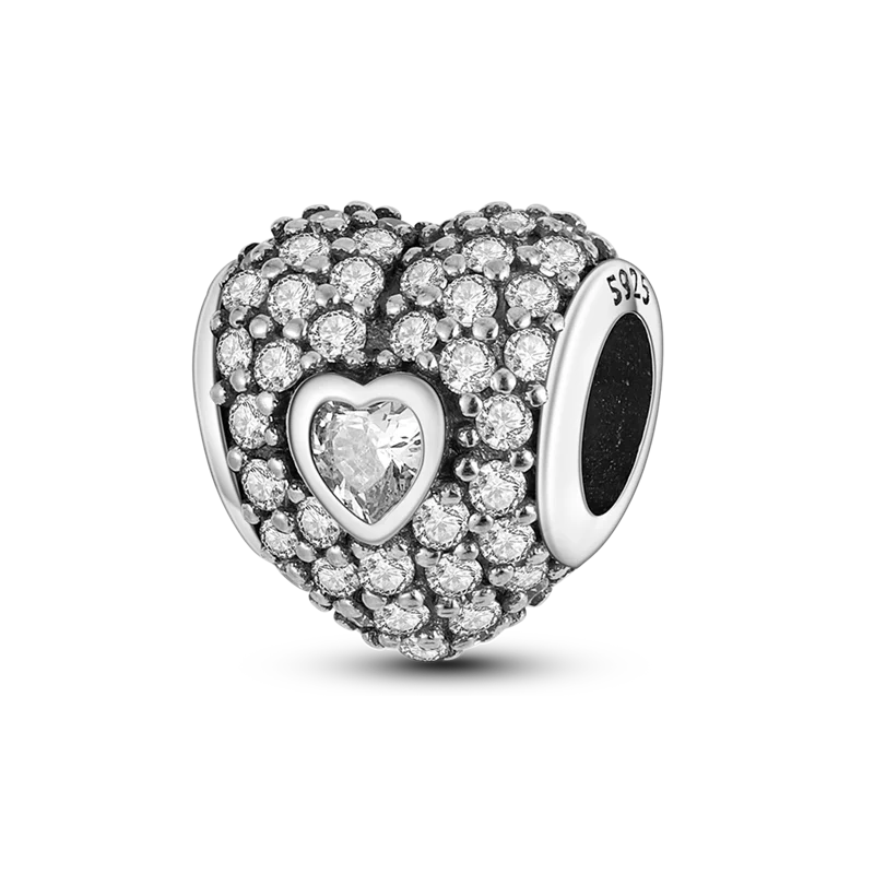 925 Silver Color Star Moon Heart Safety Chain CZ Beads Angle Wing Pendant Fit Bangle Charms Bracelet DIY Women Original Jewelry