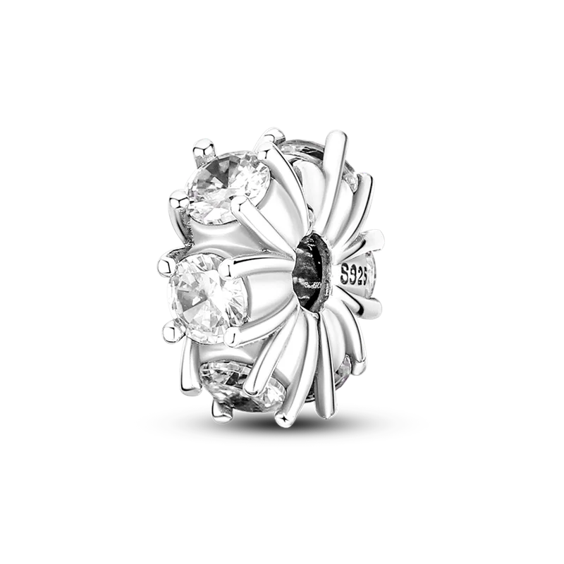 925 Silver Color Star Moon Heart Safety Chain CZ Beads Angle Wing Pendant Fit Bangle Charms Bracelet DIY Women Original Jewelry