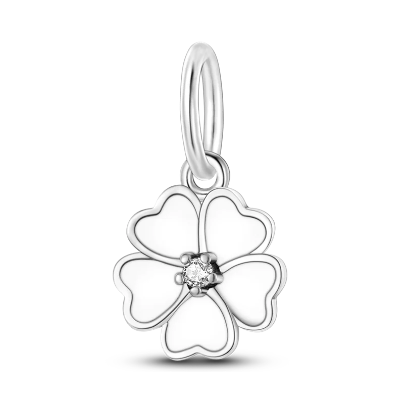 925 Silver Color Star Moon Heart Safety Chain CZ Beads Angle Wing Pendant Fit Bangle Charms Bracelet DIY Women Original Jewelry