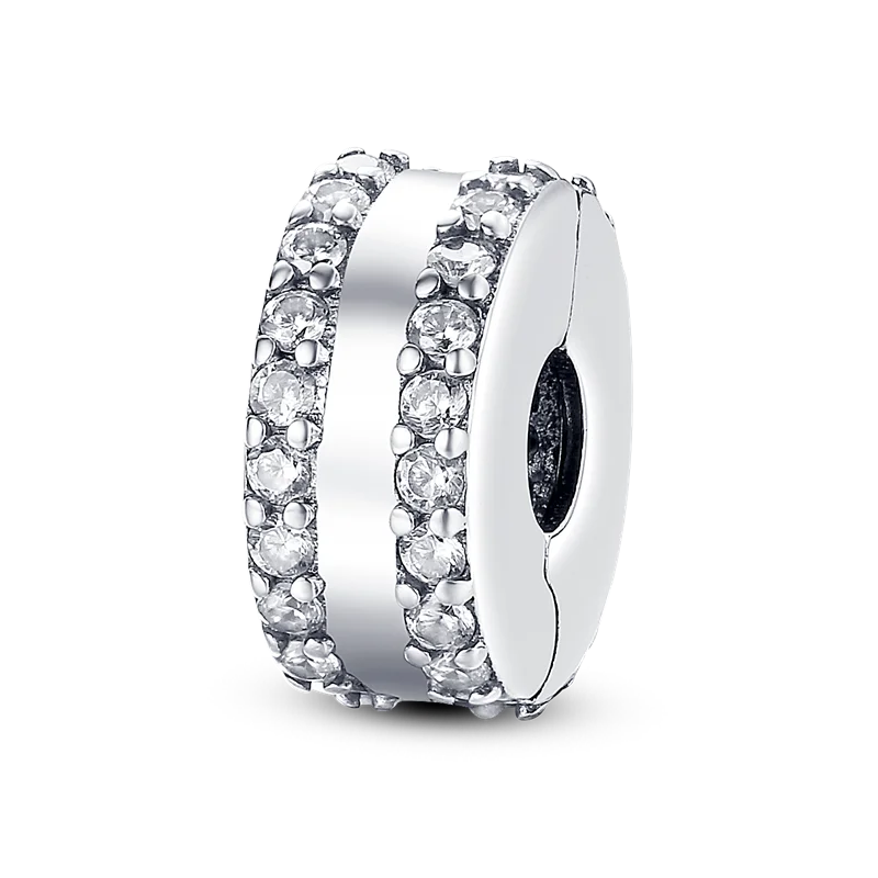 925 Silver Color Star Moon Heart Safety Chain CZ Beads Angle Wing Pendant Fit Bangle Charms Bracelet DIY Women Original Jewelry