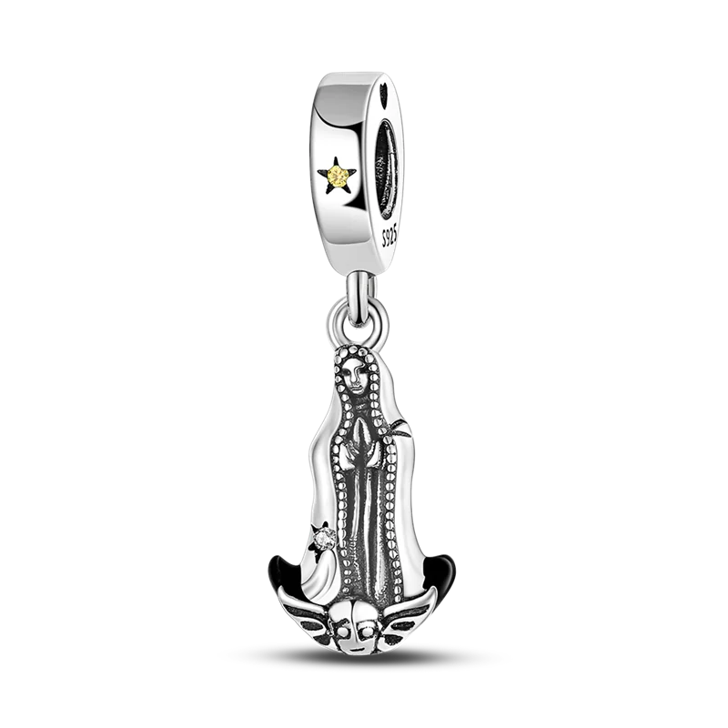 925 Silver Color Star Moon Heart Safety Chain CZ Beads Angle Wing Pendant Fit Bangle Charms Bracelet DIY Women Original Jewelry